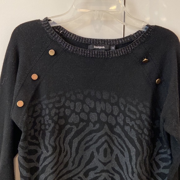 Desigual Gaea Jumper Sweater Animal Print 17WWJF50 Pullover XS - Picture 3 of 7